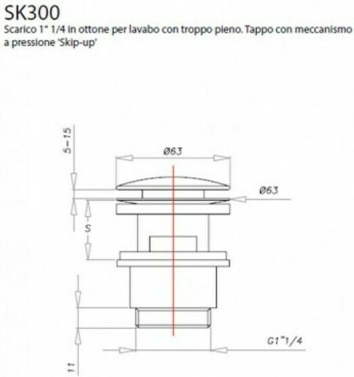 La Torre SK300 Clic-Clac Ανοξείδωτη Βαλβίδα Νιπτήρα Ασημί