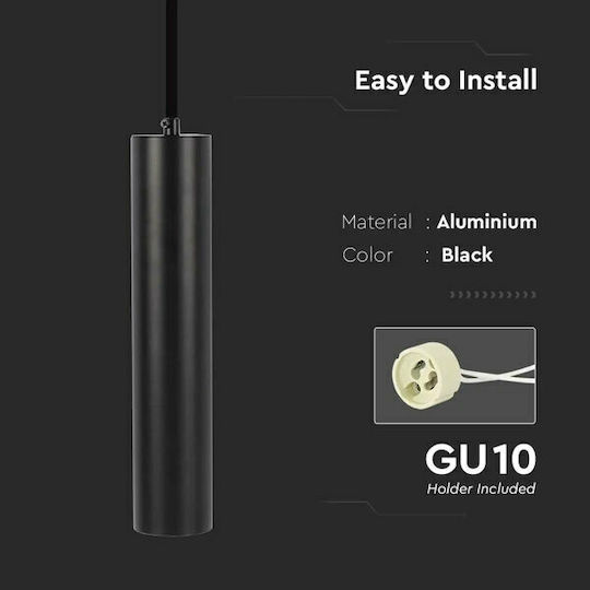 V-TAC Pendant Light Black with Socket GU10 6x30x30cm