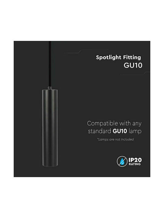 V-TAC Висящо Осветително Тяло Черен с Цокъл GU10 6x30x30см.
