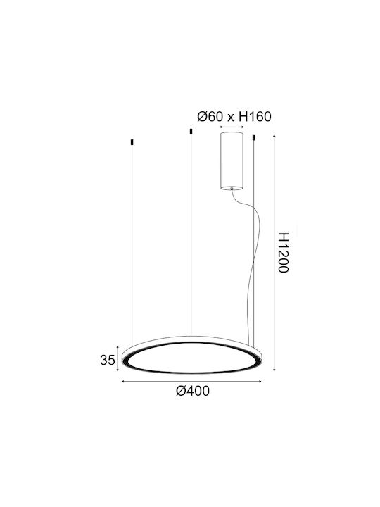 Aca Harmony Κρεμαστό Φωτιστικό Μαύρο LED 42x42x120εκ.