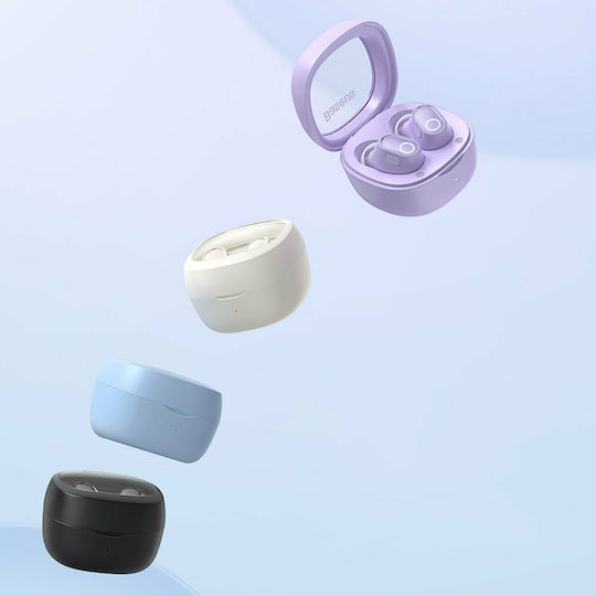 Baseus Bowie WM02 In-ear Bluetooth Handsfree Ακουστικά με Θήκη Φόρτισης Λευκά