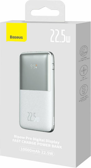 Baseus Bipow Pro Power Bank 10000mAh 22.5W с 2 USB-A порта и USB-C порт Бял