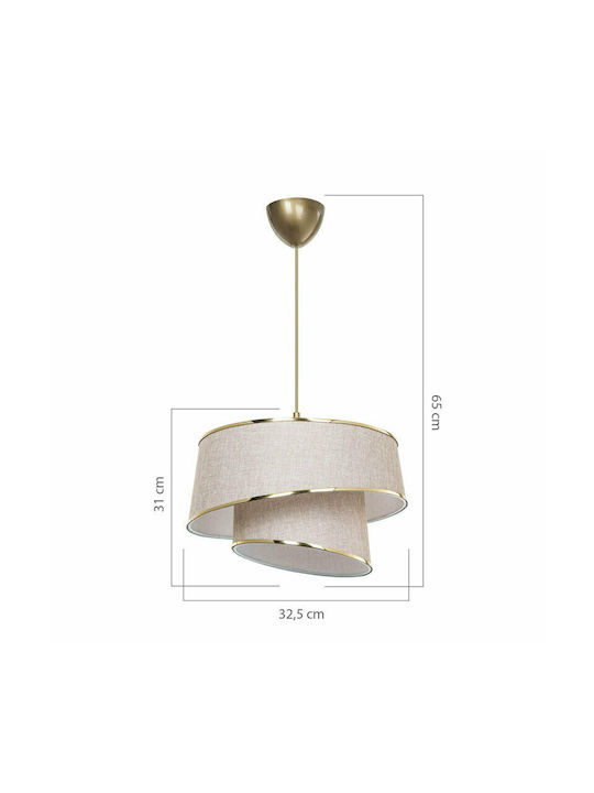 Pakketo PWL-1127 Adjustable Beige Pendant Ceiling Light with E27 Socket 32.5x65x65cm