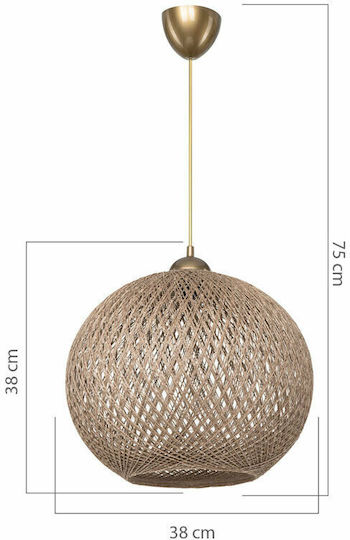 Pakketo PWL-1112 Pendant Light Brown Boho with Rope for Socket E27 38x38x38cm