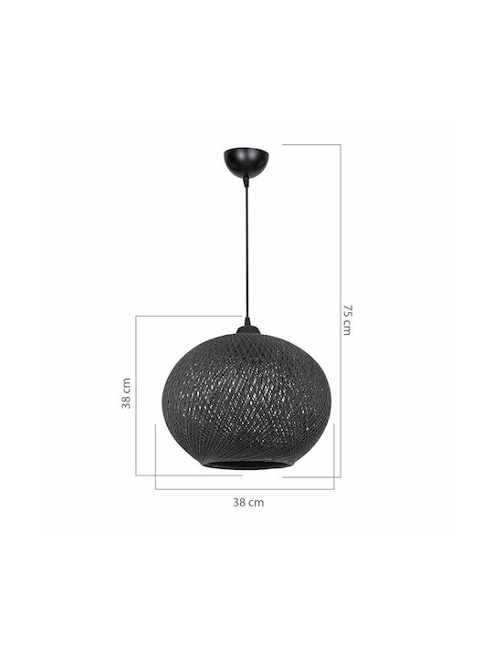 Pakketo PWL-1112 Κρεμαστό Φωτιστικό Μαύρο Boho με Σχοινί για Ντουί E27 38x38x75εκ.