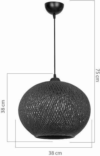 Pakketo PWL-1112 Pendant Light Black Boho with Rope for Socket E27 38x38x75cm