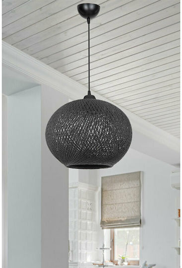 Pakketo PWL-1112 Pendant Light Black Boho with Rope for Socket E27 38x38x75cm