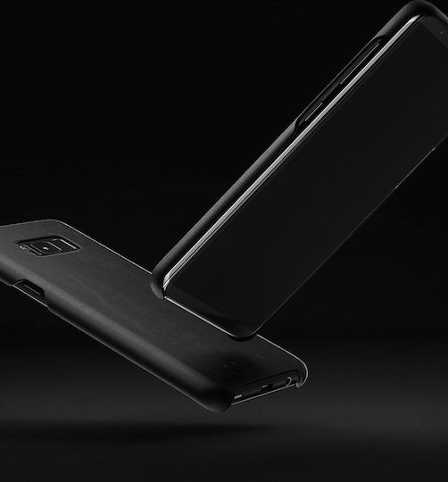 Mujjo Full Leather Back Cover Δερμάτινο 1mm Μαύρο (Galaxy S8+)