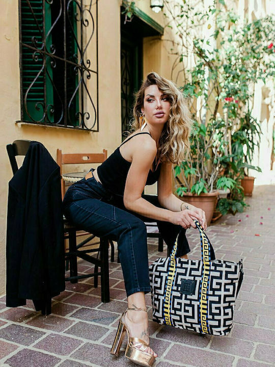 Calypso II Δερμάτινη Γυναικεία Τσάντα Shopper Ώμου Μπεζ