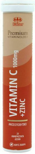 Kaiser 1889 Premium Vitaminology Vitamin C & Zinc Vitamin for Immune System Boost, the Skin & Antioxidant Action 1000mg 20 eff. tabs