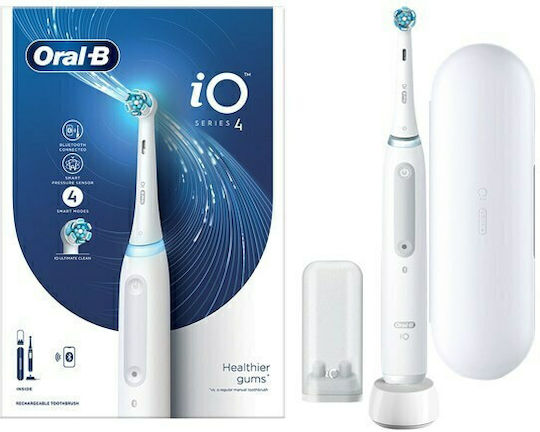 Oral-B iO Series 4 Electric Toothbrush with Timer, Pressure Sensor, and Travel Case White