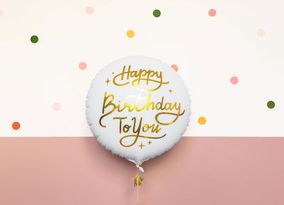 Foil balloon Happy Birthday To You White, 35cm