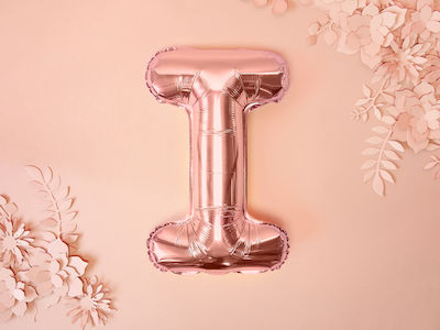 Letter I Foil Balloon Pink Gold Foil, 35cm, 1 pc.