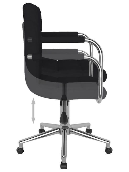 Rotativă Scaun Vizitator cu Brațe & Roți Negru 48x47x74.5cm 1buc
