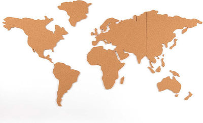 Bakaji Cork Notice Board Sticker in World Map Shape with Pins 150x80cm