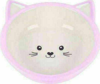 Happypet Kitten Ceramic Cat Bowl for Food & Water Pink 200ml 13cm