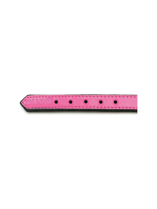 Gloriapets Soft Padded Dog Collar Leather In Pink Colour Fuchsia 15mm x 35cm