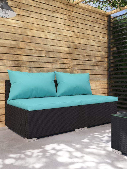 Zweisitziges Sofa Außenbereich Rattan mit Kissen 70x70x60.5cm