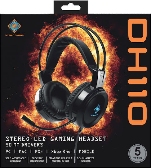 Deltaco DH110 Over Ear Gaming Headset με σύνδεση 2x3.5mm / USB