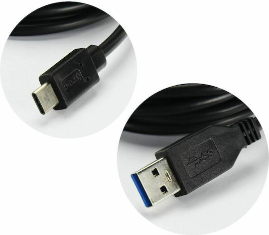 Partner Tele USB 3.0 Cable USB-C male - USB-A Μαύρο 2m