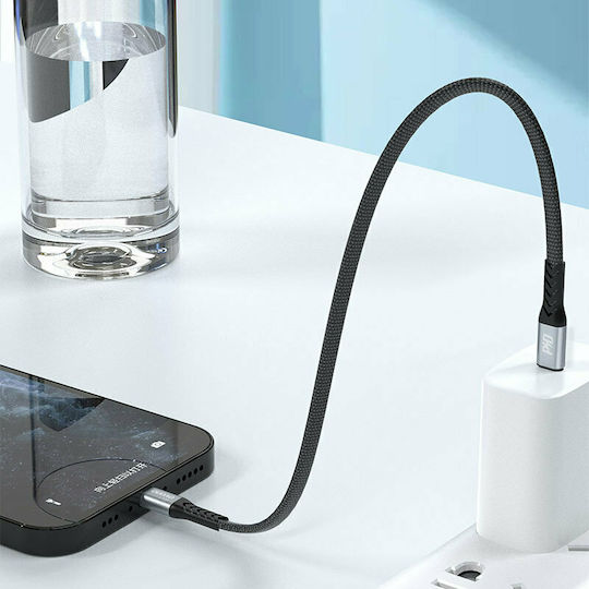 Dudao L10P Flat / Braided USB-C to Lightning Cable 20W Μαύρο 0.23m