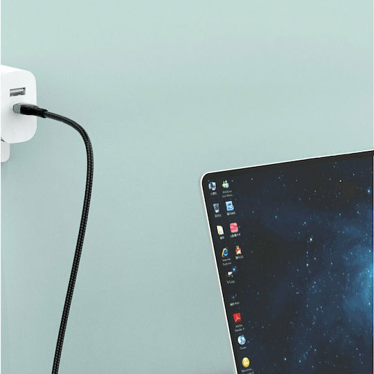 Dudao L7 MaxL LED / Geflochten USB-C zu Lightning Kabel 20W Schwarz 1m
