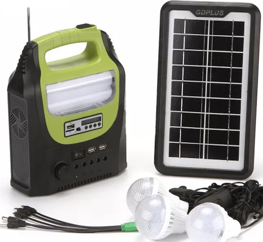 GDPLUS Autonome Photovoltaiksysteme GDPlus GD-8071 mit Blitzlicht 3 Lampen Radio und Ladegerät USB GD-8071