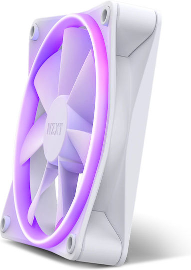 NZXT F120 Case Fan (1800rpm / 50.18cfm) with RGB Lighting and 4-Pin PWM Connection White