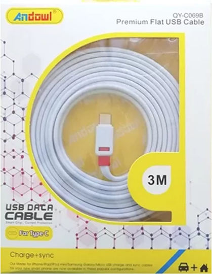 Andowl USB-A zu Lightning Kabel Weiß 3m (QY-C069C)