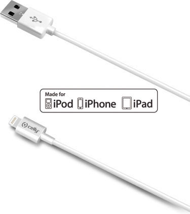 Celly Regular USB-A la Cablu Lightning Alb 1m (USBIP5)