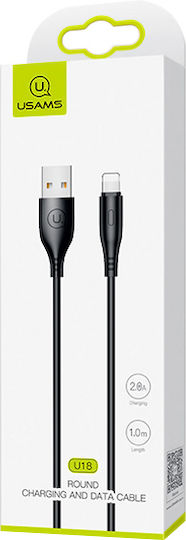 Usams US-SJ266 USB to Lightning Cable Μαύρο 1m (SJ266USB01)