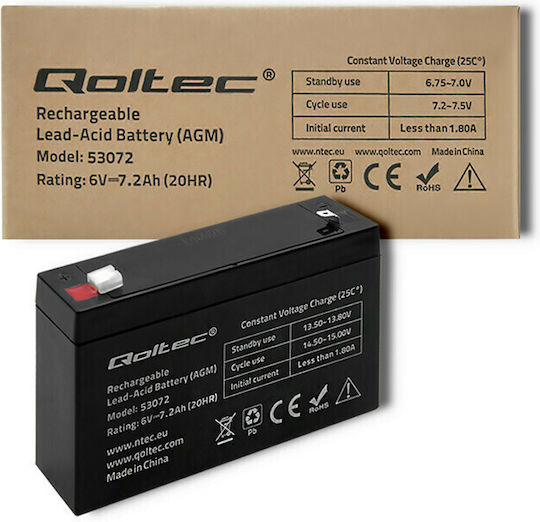 Qoltec Μπαταρία UPS με Χωρητικότητα 7.2Ah και Τάση 6V 53072
