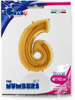 Balloon Foil Jumbo Number 6 Gold 100cm