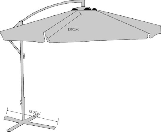 Umbrelă Suspendată Rotundă Metalică Verde Cipariu Φ3m