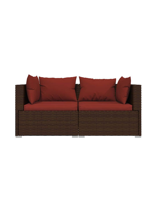 Set Cameră De Zi Pentru Exterior 3 Piese Maro Cu Perne