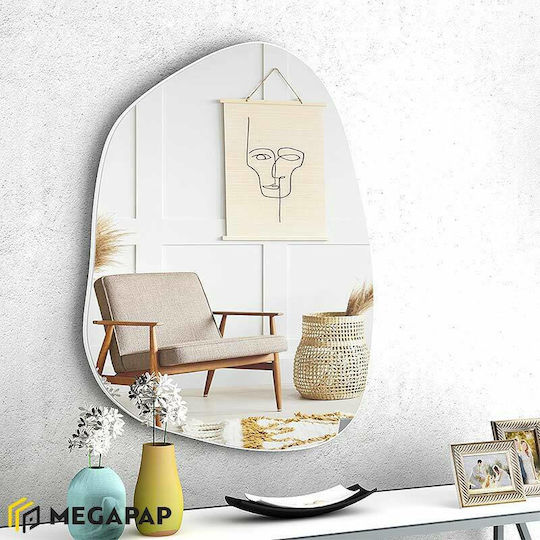 Megapap Denza Wall Mirror with White Wooden Frame 100x80cm 1pcs