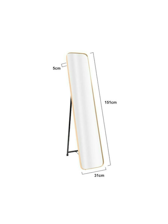 Inart Boden- oder Standspiegel mit Gold Holzrahmen 151x30,5cm