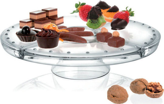 Borgonovo Glass Dessert Divided Serving Plate with 5 Positions Transparent Ø31cmxY22.5cm