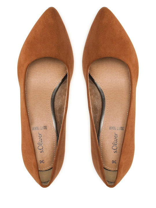 Suede Cognac Medium Heels