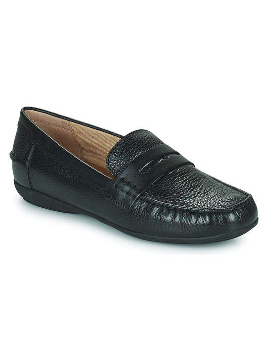 Geox Leather Women's Boat Shoes in Black Color