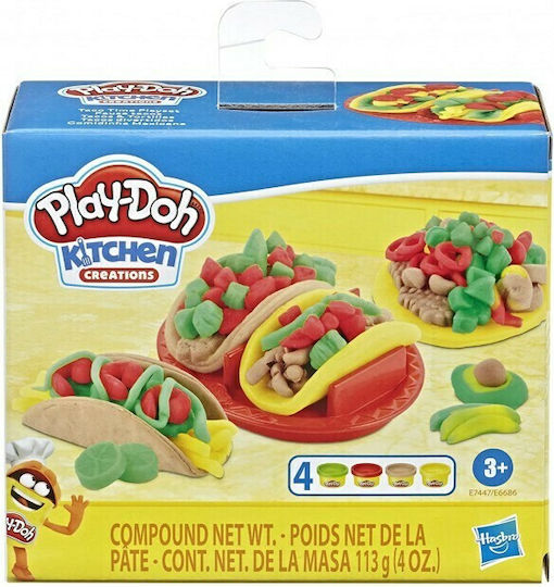 Hasbro Play-Doh Plasticine - Kitchen Creations Taco Time Game Set for 3+ Years, 4 Can