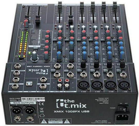 The t.mix Xmix 1002 FX USB Consolă Analogică 10 Canale cu Putere fantomă & 4 Intrări XLR