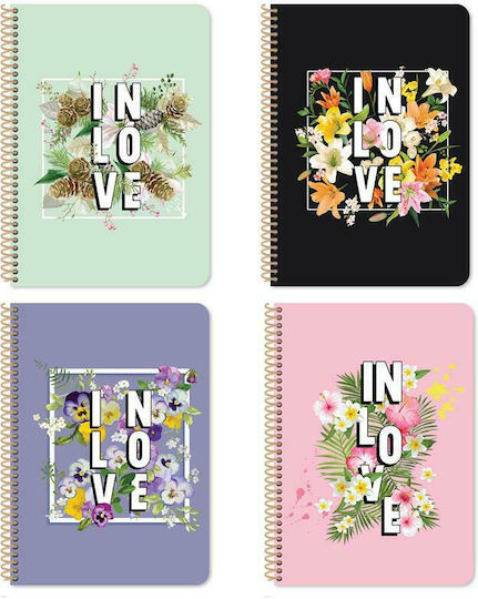 Must Spiral Notebook Ruled B5 150 Sheets 5 Subjects Blossom Love 1pcs (Μiscellaneous Designs/Colors)