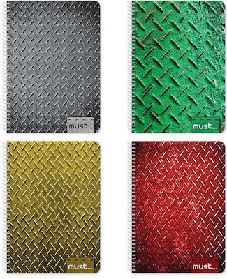 Must Spiral Notebook Ruled B5 120 Sheets 4 Subjects Metal 1pcs (Μiscellaneous colours)