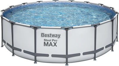 Bestway Steel Pro Max Set Πισίνα PVC με Μεταλλικό Σκελετό & Αντλία Φίλτρου με Σκάλα & Κάλυμμα 488x488x122εκ.