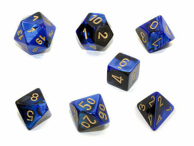 Chessex Gemini Polyhedral Dice Black-Blue/Gold 7pcs 26435