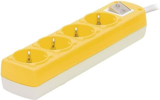 SAS Power Strip 4 Positions with Switch and Cable 1.5m Yellow