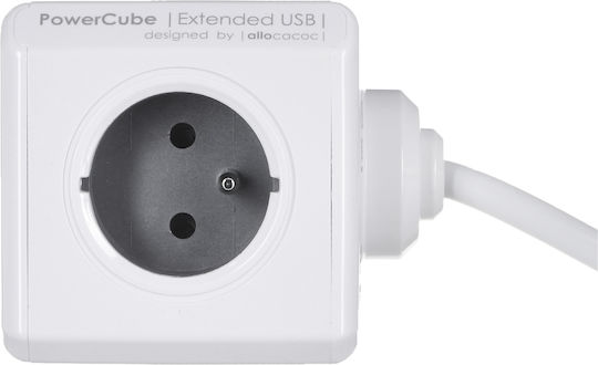Allocacoc PowerCube 4 Θέσεων με 2 USB-A και Καλώδιο 3m