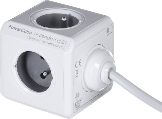 Allocacoc PowerCube 4 Θέσεων με 2 USB-A και Καλώδιο 3m