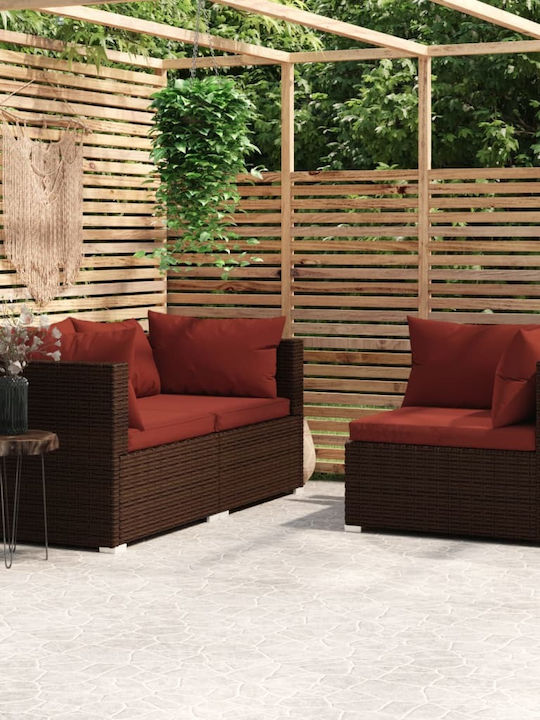 Set Outdoor Lounge Brown with Pillows 3pcs